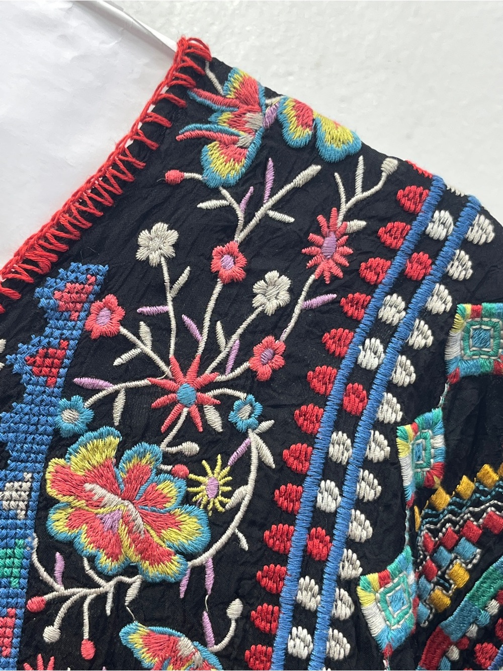 Johnny Was Black Multicolor Embroidered Boho Tunic - Picture 5 of 16